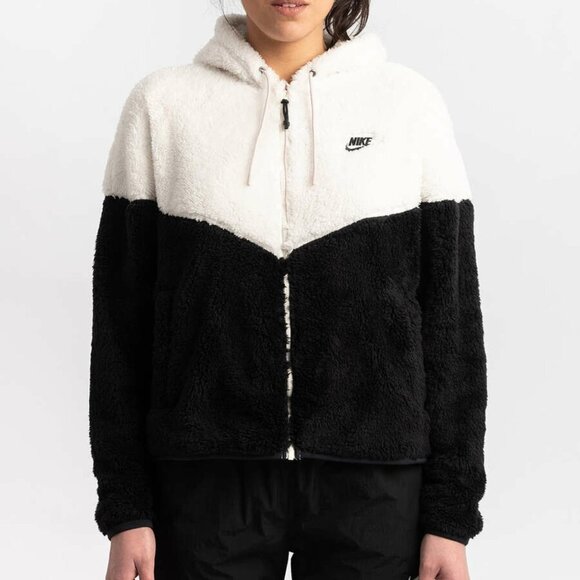 Rare Nike Sherpa Jacket XS White/Black - Picture 1 of 7